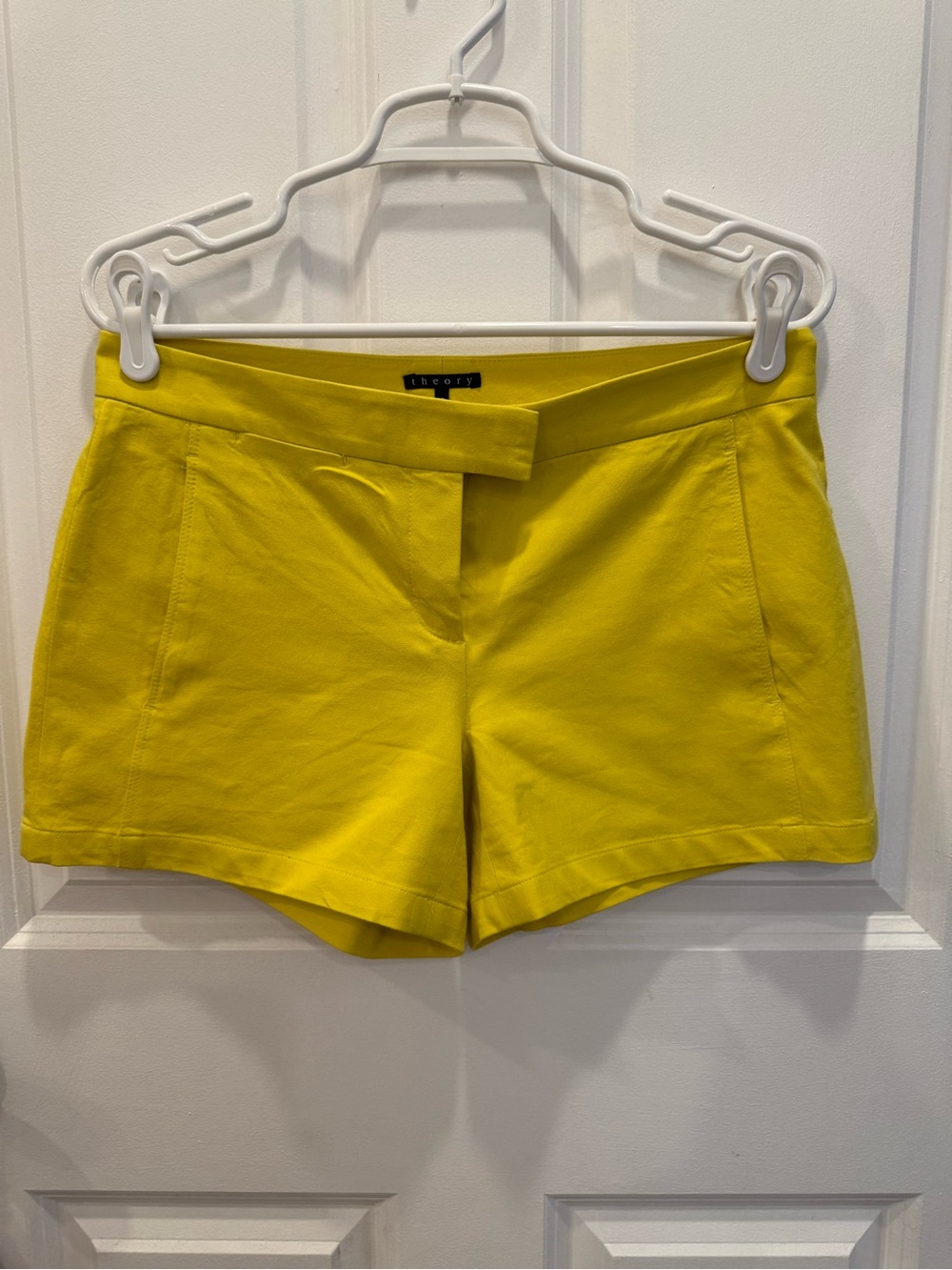 Theory Bright Yellow High-Waist Tailored Shorts